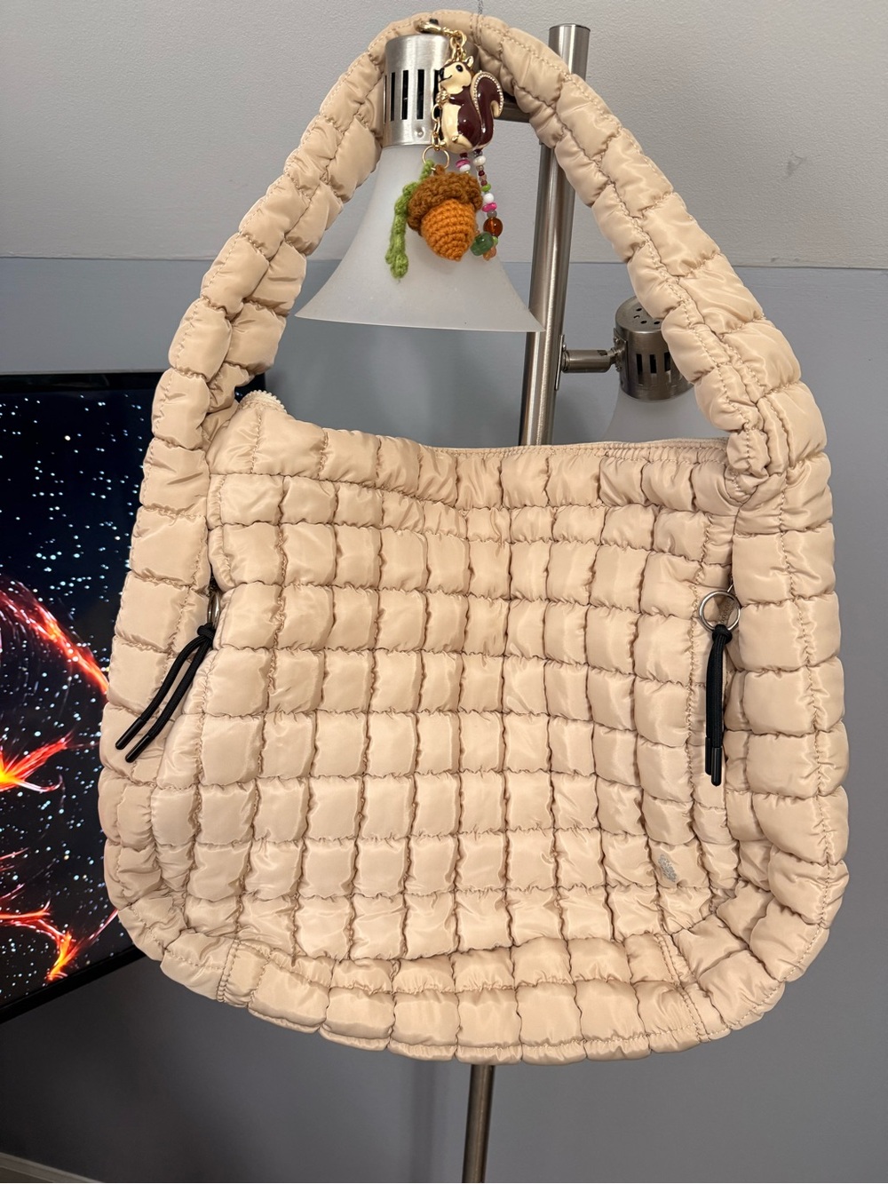 Free people movement Cream by Quilted Shoulder Bag - Lightweight Puffer Tote